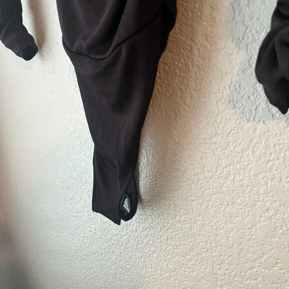 New Free People Reya Ruched Long Sleeve Bodysuit NWT Hot Fudge Brown Large - Picture 5 of 9